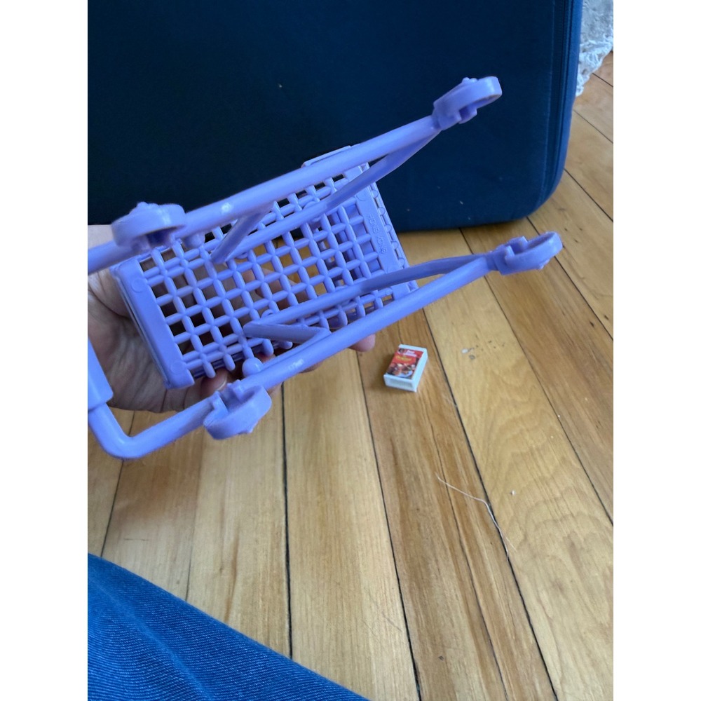 VTG 1990's Purple Barbie Shopping Grocery Store Cart w/ waffles Aunt retired Ad - Picture 7 of 10